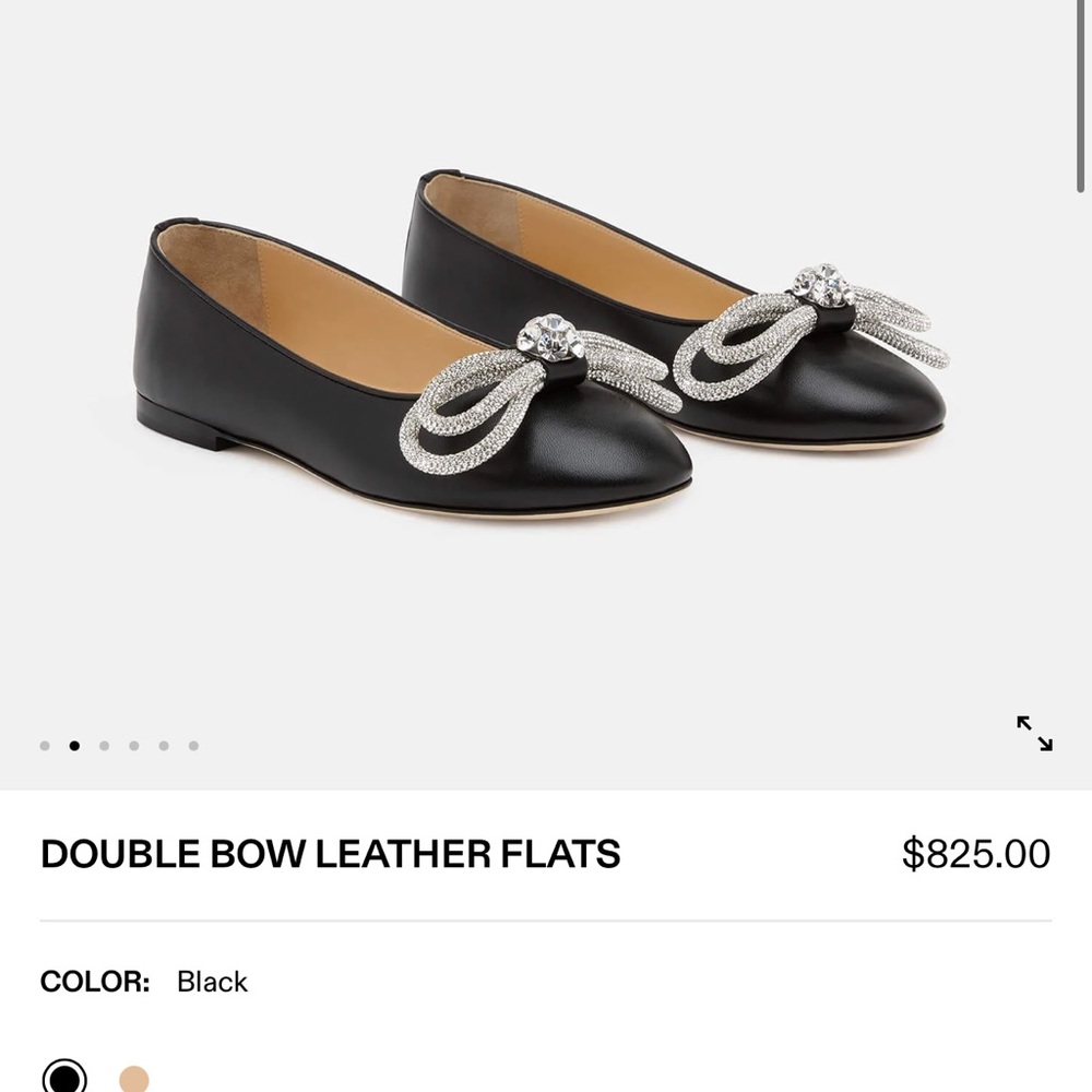 NWT Mach & Mach Black Double Bow Leather Flats